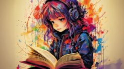 Mädchen blättert in Buch