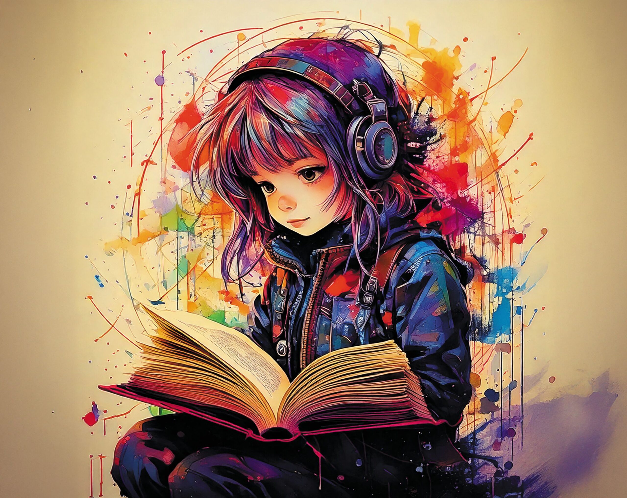 Mädchen blättert in Buch