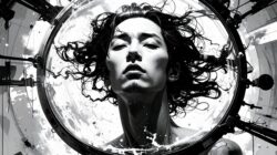 Dekoratives Bild einer Person in einem Kreis